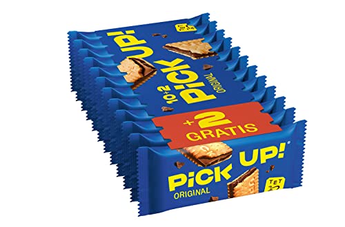 PiCK UP! Original, Riegel mit knackiger Milchschokoladentafel zwischen zwei knusprigen Keksen, der Snack für unterwegs, 10 + 2 gratis, 12 x 28g von The Bahlsen Family