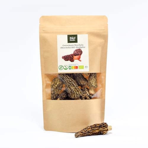 BIO-Morcheln getrocknet | 100% BIO europäische Pilze | Aus kontrolierter Wildsammlung (30g) | Top Qualität Morchella Conica von The Bio Foods