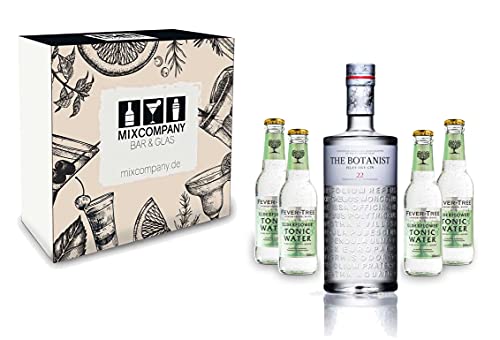 Gin Tonic Giftbox Geschenkset - The Botanist Islay Dry Gin 0,7l 700ml (46% Vol) + 4x Fever Tree Elderflower Tonic Water 200ml inkl. Pfand MEHRWEG + Geschenkverpackung von The Botanist-The Botanist