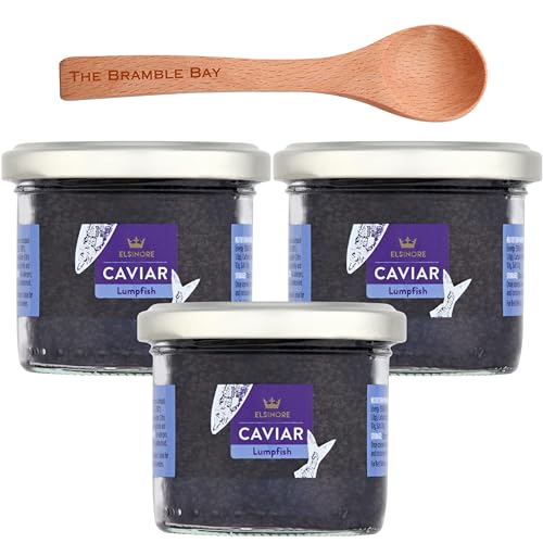 Elsinore Lumpfish Caviar – Ideal für Canapés, cremige Nudeln und Chowders – Ideal auf Knallbonbons und Blini für einen köstlichen einfachen Snack – 3 x 100 g von The Bramble Bay