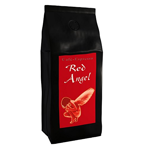 Espresso Kaffee Red Angel - Der Feurige - 1000g Ganze Bohne - für Kaffee-Vollautomat, Espressovollautomat - Starker Premium-Espresso - Säurearm - Schonend und Frisch Geröstet von C&T