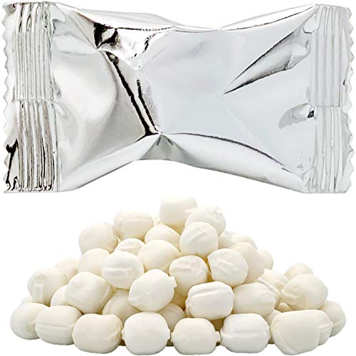 Metallic Silber Butterminze Mint Candies After Dinner Mints Butter Mint Candy Fettfrei einzeln verpackt (110 Stück) von The Dreidel Company