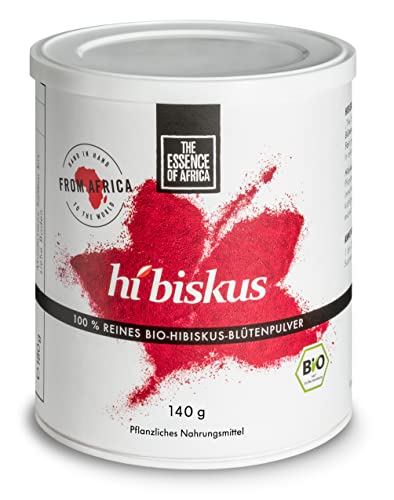 The Essence of Africa Bio Hibiskus Blütenpulver, 1er Pack (1 x 140 g) von The Essence of Africa