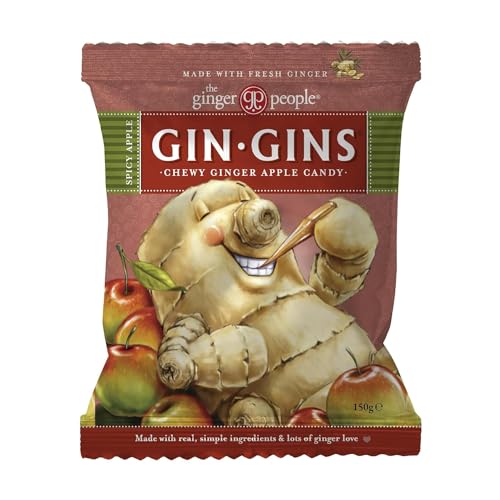 The Ginger People® GIN GINS® Spicy Apple Ingwer Apfel Kaubonbon – einzeln verpackte gesunde Kaubonbons – 150 g – (12er-Pack) von The Ginger People