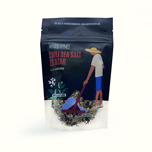 Chilli Meersalz mit Zaatar The Good Thymes® Zatar 125gr ideal für die Salzmühle : Original orientalisches mediterranes Gewürz Gewürze | 100% Natürlich | 100% Vegan | ohne Konservierungsstoffe von The Good Thymes