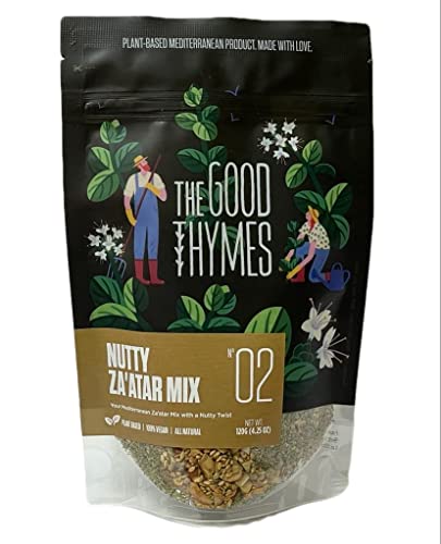 Zaatar The Good Thymes® Zatar | Zahtar | Za’atar Nutty Mix 120Gr : Original orientalisches mediterranes Gewürz Gewürze | 100% Natürlich | 100% Vegan | ohne Konservierungsstoffe von The Good Thymes