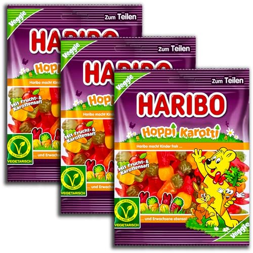 3 er Pack Haribo Hoppi Karotti veggie 3x 175g Fruchtgummi mit Frucht- und Karottensaft von The Great Canadian Tea