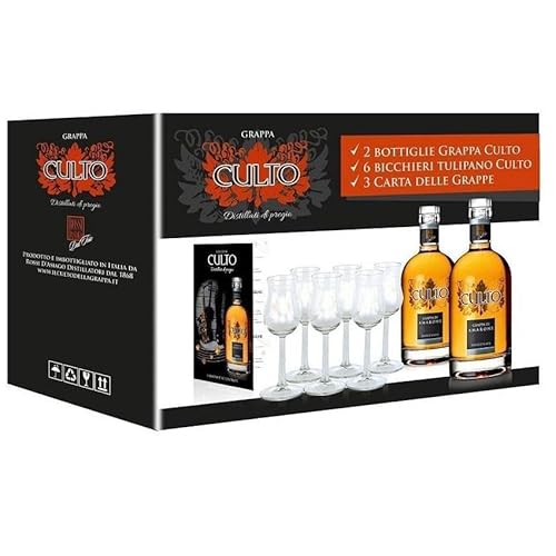 CULTO KULT GRAPPA DI AMARONE IM ALTER VON 70 CL KIT 2 ZWEI FLASCHEN 70 CL MIT 6 GLÄSERN von The Great Canadian Tea