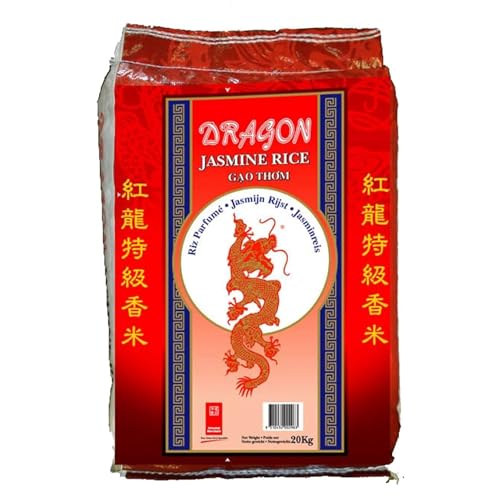 Drachen-Jasmin-Reis, extra lang, besonders geeignet für das tägliche Kochen, natürlich gereift, perfekt für den täglichen Verzehr, 20 kg. von The Great Canadian Tea