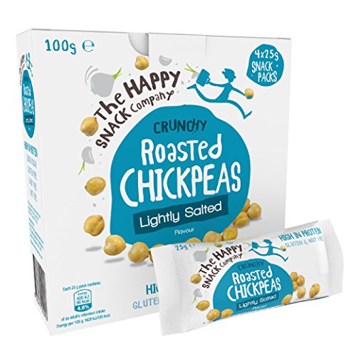 The Happy Snack Company Geröstete Kichererbsen, leicht gesalzene Gesunde Snacks, Proteinreich, Glutenfrei, Frei von Allergenen, Vegan, Kalorienarm, 25 g Portion, 20 Stück von The Happy Snack Company