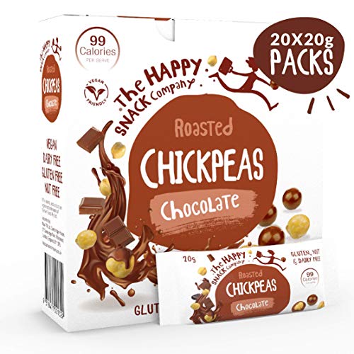 The Happy Snack Company Schokoladen Kichererbsen Leckere Snacks, 99 cal, nussfrei, vegan, glutenfrei, 20g Portion, 20 Stück von The Happy Snack Company