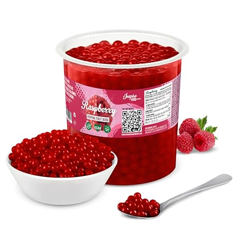 INSPIRE FOOD Bubble Tea Perlen Himbeere für Bubble Tea | Popping boba Perlen, Tapioka Fruchtperlen und Boba Perlen - 100% vegan und glutenfrei, ohne künstliche Farbstoff, 3.2KG von The Inspire Food Company