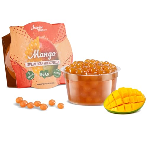 INSPIRE FOOD Bubble Tea Perlen Mango für Bubble Tea | Popping boba Perlen, Tapioka Fruchtperlen und Boba Perlen - 100% vegan und glutenfrei, ohne künstliche Farbstoff, 100g von The Inspire Food Company