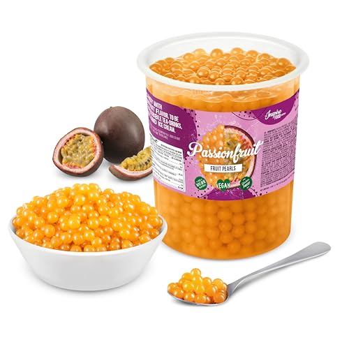 INSPIRE FOOD Bubble Tea Perlen Maracuja - 1 KG - Popping Boba Fruchtperlen | Mit echtem Fruchtsaft für Shakes, Smoothies | 100% vegetarisch und glutenfrei, ohne künstliche Farbstoff von The Inspire Food Company