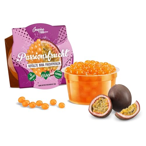 INSPIRE FOOD Bubble Tea Perlen Maracuja für Bubble Tea | Popping boba Perlen, Tapioka Fruchtperlen und Boba Perlen - 100% vegan und glutenfrei, ohne künstliche Farbstoff, 100g von The Inspire Food Company