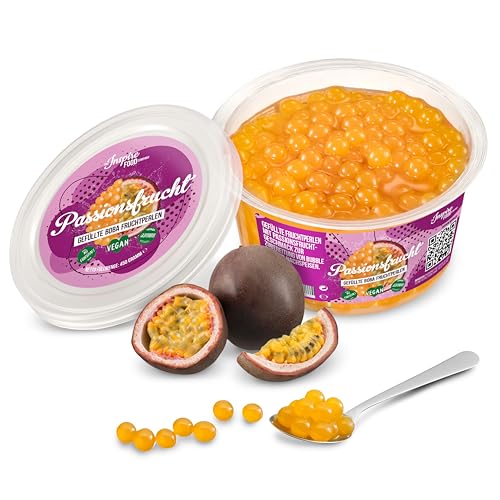 INSPIRE FOOD Bubble Tea Perlen Maracuja für Bubble Tea | Popping boba Perlen, Tapioka Fruchtperlen und Boba Perlen - 100% vegan und glutenfrei, ohne künstliche Farbstoff, 450g von The Inspire Food Company