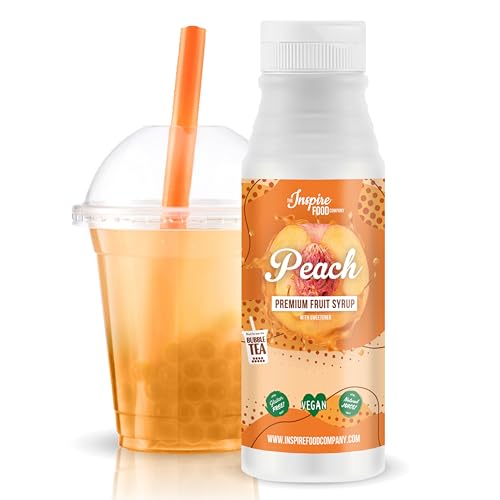 INSPIRE FOOD Echter Fruchtsirup für Bubble Tea Mischung - 300ml | Pfirsichsirup für Bubble Tea, Boba Tea, Slushes & Ice-Blended | 100% vegetarisch, glutenfrei, ohne künstliche Farbstoffe von The Inspire Food Company