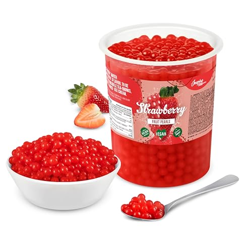 INSPIRE FOOD Bubble Tea Perlen Erdbeere für Bubble Tea | Popping boba Perlen, Tapioka Fruchtperlen und Boba Perlen - 100% vegan und glutenfrei, ohne künstliche Farbstoff, 1KG von The Inspire Food Company