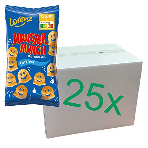 Lorenz Monster Munch Original 25 x 75g Tüte (Kartoffel-Chips in Monster-Form) von Buosha