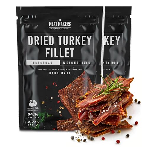 THE MEAT MAKERS – Original Dried Turkey Fillet 200g - Getrocknetes Putenfilet, Getrocknete Putenfleisch, Hoher Proteingehalt Fleisch Snack. Ideal für Sport, Picknicks, Unterwegs, im Büro von The Meat Makers