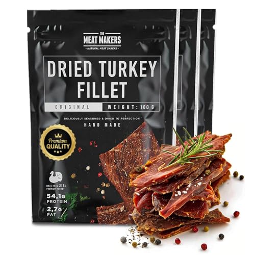 THE MEAT MAKERS – Original Dried Turkey Fillet 300g - Getrocknetes Putenfilet, Getrocknete Putenfleisch, Hoher Proteingehalt Fleisch Snack. Ideal für Sport, Picknicks, Unterwegs, im Büro von The Meat Makers