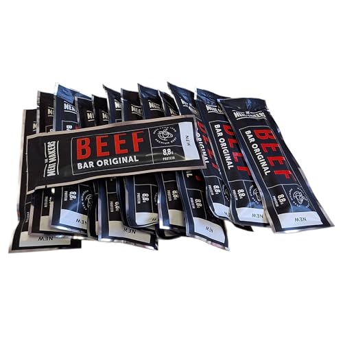 The Meat Makers Beef Bar (12x25g) - Hochwertiges getrocknetes Fleisch, proteinreicher Rindfleischriegel, schnelle Energie, getrocknetes Fleisch für Menschen, exklusive Produktionstechnologie von The Meat Makers