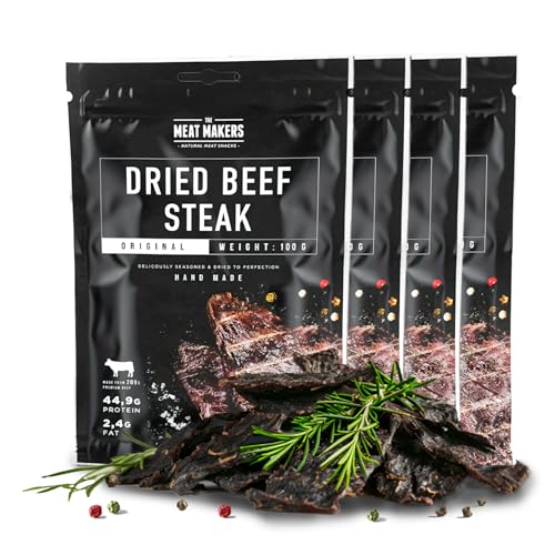 The Meat Makers Original Beef Jerky Steak (400g) - Getrocknetes Rindersteak Proteinreiches Rindfleisch Dörrfleisch Trockenfleisch Für Menschen Trocken Fleisch Beef Jerky Snack.. von The Meat Makers