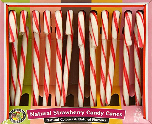 The Natural Candy Shop, natürliche Erdbeer-Zuckerstangen - Weihnachts-Zuckerstangen, alle natürlichen Farben und Aromen, glutenfreie Zuckerstange - 170 g, rote und weiße Zuckerstangen von The Natural Candy Shop