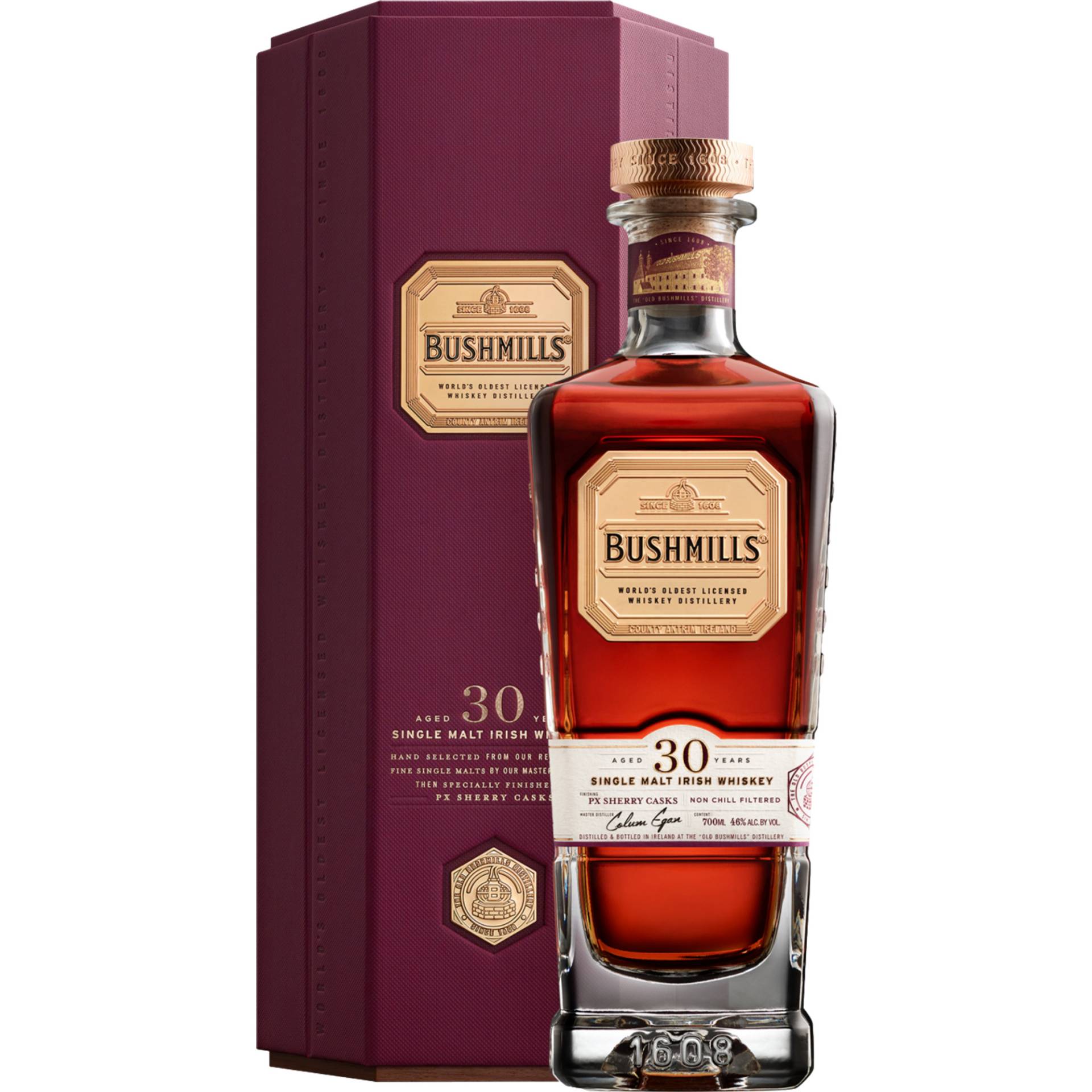 Bushmills 30-Year-Old Whiskey, Irish Whiskey, 0,7 L, 46% Vol., in Geschenketui, Spirituosen von The "Old Bushmills" Distillery Company Limited