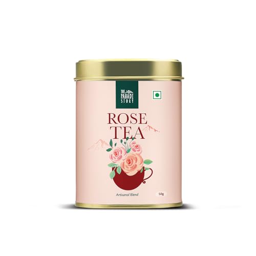 The Pahadi Story Rose-Tea 50gm, Natural Sun Dried Rose Petal with Whole Green Tea Loose Leaves for Beautiful Skin and Hair, Herbal Rose Green Tea von The Pahadi Story