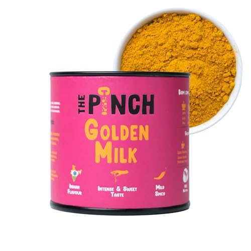 THE PINCH Golden Milk 100% Natural Indian Spice, used in Ayurveda for Golden Milk. Healthy and easy to use in tea, coffee, plant milk, smoothies, juices and immune boosting shots. 45g package. von The Pinch