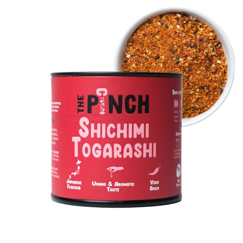 THE PINCH Shichimi Togarashi Japanese Seasoning, Spicy, 100% Natural and Salt-Free. Easy to Use on Ramen, Pork, Salmon, Chicken, Tofu, Mushrooms and Tempura. With Sichuan Pepper. 45g Package. von The Pinch