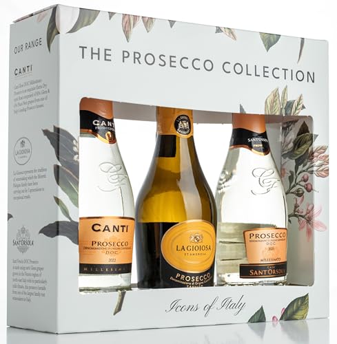 The Prosecco Collection Die Prosecco-Kollektion – eine Geschenkbox mit Canti, Valdo & Sant’Orsola – 3 x 20 cl Flaschen von The Prosecco Collection