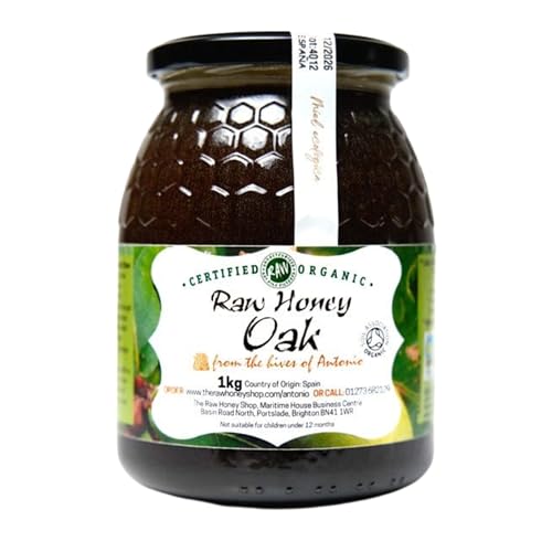 Antonios Roher BIO EICHENHONIG | Antibakterieller Berghonig | Preisgekrönt | Nicht pasteurisiert | Sortenrein, The Raw Honey Shop 1kg von The Raw Honey Shop