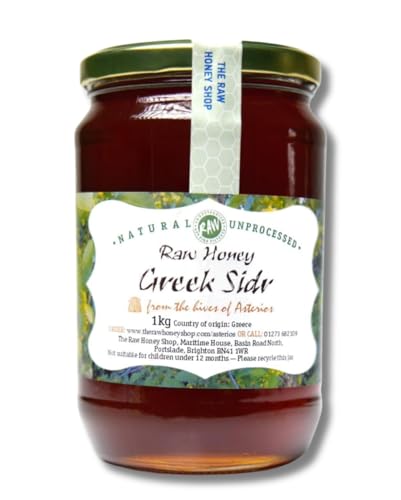 ROHER GRIECHISCHER SIDR-HONIG 1kg, Aktiv 21.5, Laborgeprüft als Echt und 100% Reiner Naturhonig, Seltener und Legendärer Sidr-Honig, The Raw Honey Shop von The Raw Honey Shop