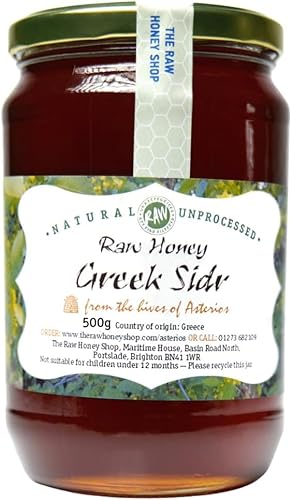 ROHER GRIECHISCHER SIDR-HONIG 500g, Aktiv 21.5, Laborgeprüft als Echt und 100% Reiner Naturhonig, Seltener und Legendärer Sidr-Honig, The Raw Honey Shop von The Raw Honey Shop