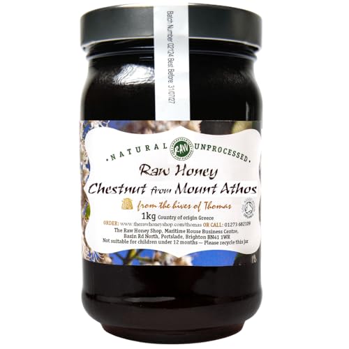 The Monks of Mount Athos’ Chestnut Honey |Pure Greek Wilderness Honey |Antioxidant & Mineral Rich |Unpasteurised |Single Origin Forest Honey |The Raw Honey Shop |(1kg) von The Raw Honey Shop