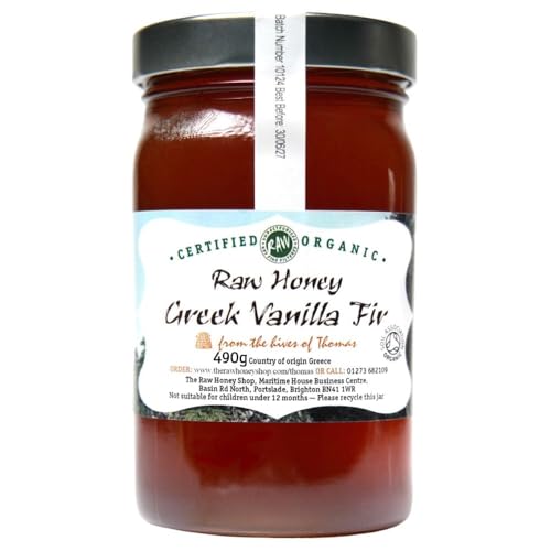 Thomas' Raw Greek Vanilla Fir Honey |Protected Designation of Origin - Very Rare | Mountain Honey |Thick Unpasteurised |Honey With Lowest Natural Sugars |Single Origin |The Raw Honey Shop |(490g) von The Raw Honey Shop