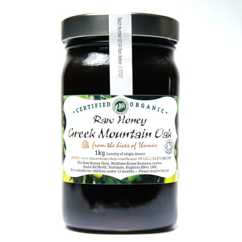 Thomas' ROHER HONIG AUS GRIECHISCHER BERGEICHE | Getestet Aktiv 20,5+ | Antibakterieller Berghonig | Dick & Unpasteurisiert | Einzelhersprung | The Raw Honey Shop | (1kg) von The Raw Honey Shop