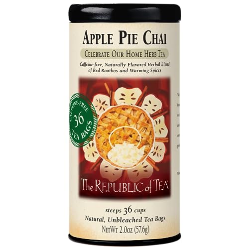 The Republic of Tea Apple Pie Chai Herbal Tea, 36 Teebeutel in einer Aufbewahrungsdose - Koffeinfreier Chai mit Apfel, Rooibos, Ingwerwurzel und Zimt von The Republic of Tea