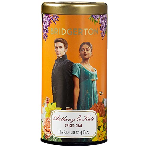 The Republic of Tea Bridgerton Anthony & Kate Spiced Chai, 36 Teebeutel in Metalldose - Exotischer Chai-Tee mit Aufbewahrungsdose in Bridgerton Optik von The Republic of Tea