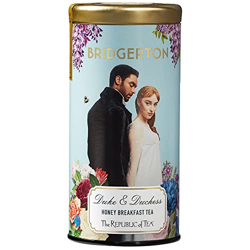 The Republic of Tea Bridgerton Duke & Duchess Honey Breakfast Tea, 36 Teebeutel in Metalldose - Schwarzer Tee mit Honigaroma in edler Metalldose im Bridgerton Design von The Republic of Tea