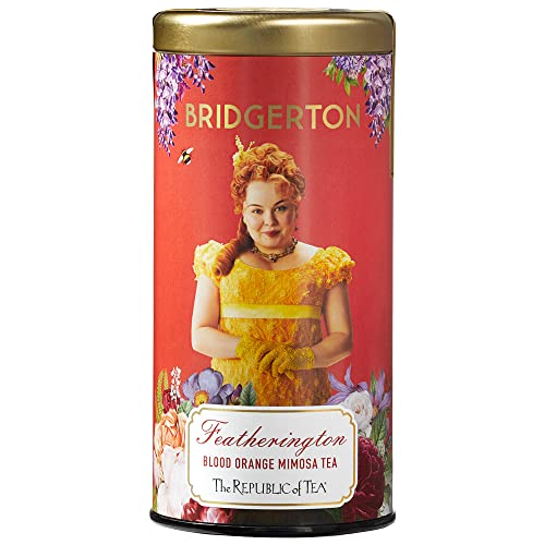 The Republic of Tea Bridgerton Featherington Blood Orange Mimosa Tea, 36 Teebeutel in Metalldose - Früchtetee mit Blutorangenaroma in einer Dose mit Bridgerton Design von The Republic of Tea