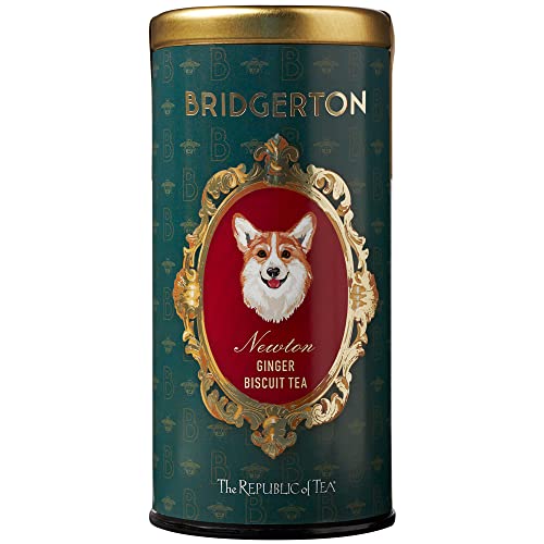 The Republic of Tea Bridgerton Newton Ginger Biscuit Tea, 36 Teebeutel in Metalldose - Koffeinfreier Rooibos-Tee mit Gewürzen und Aufbewahrungsdose in süßem Bridgerton Design von The Republic of Tea