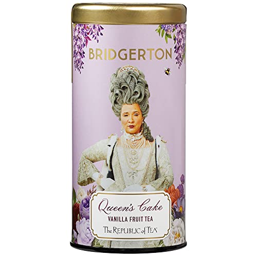 The Republic of Tea Bridgerton Queen's Cake Vanilla Fruit Tea, 36 Teebeutel in Metalldose - Fruchtiger Rooibostee mit Vanille in schicker Metalldose mit Bridgerton Design von The Republic of Tea