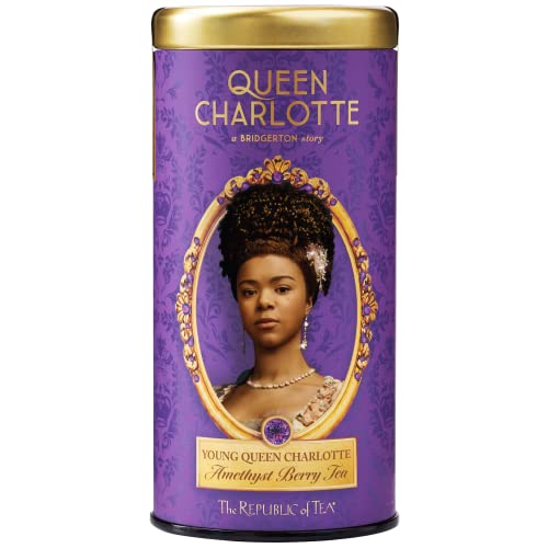 The Republic of Tea Bridgerton Young Queen Charlotte Amethyst Berry Tea, 36 Teebeutel in Metalldose - Fruchtiger Rooibostee mit Aufbewahrungsdose in Bridgerton Optik von The Republic of Tea