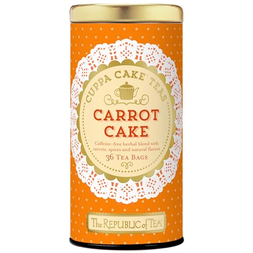 The Republic of Tea Carrot Cake Cuppa Cake Tea – Rooibos-Kräutertee mit Karotte, Zimt & Ingwer – Aromatischer Dessert-Tee inspiriert von Karottenkuchen – 36 Teebeutel in stilvoller Metalldose von The Republic of Tea