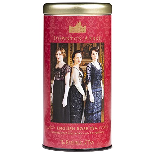 The Republic of Tea Downton Abbey English Rose Tea, 36 Teebeutel - Früchtetee mit Rosenaroma in hübscher Downtown Abbey Metalldose von The Republic of Tea