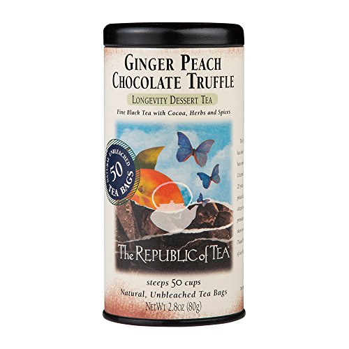 The Republic of Tea Ginger Peach Chocolate Truffle Black Tea, 50 Teebeutel in hübscher Metalldose - Schwarzer Tee mit Ingwer, Pfirsich und Schokoladennote von The Republic of Tea