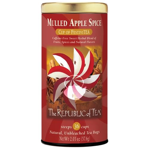 The Republic of Tea Mulled Apple Spice, würziger Kräutertee mit Apfel, Zimt und winterlichen Gewürzen, 36 Teebeutel, wohltuende Mischung für die kalte Jahreszeit von The Republic of Tea